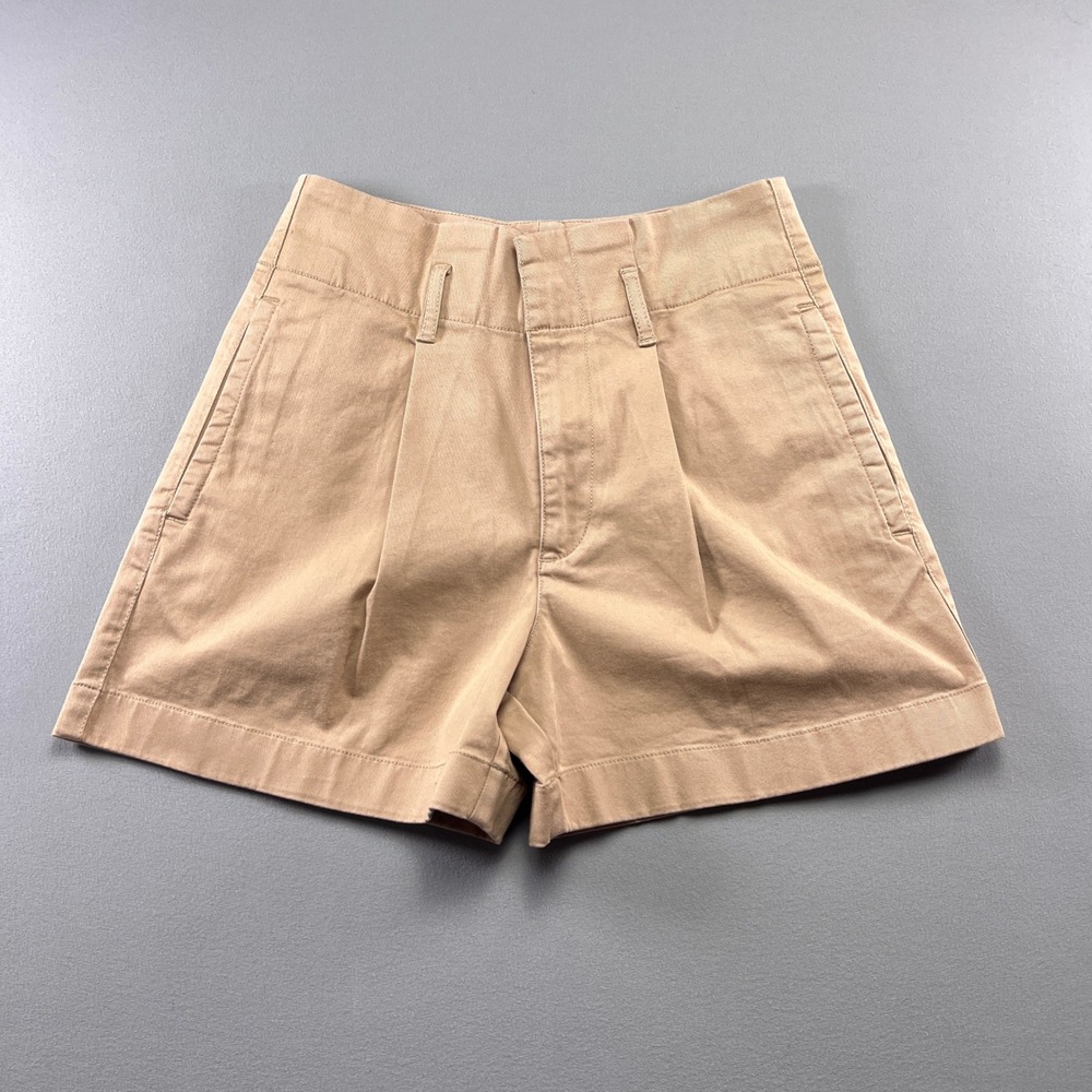 Lauren Ralph Lauren Twill Shorts Womens 0 Beige Cotton High Waisted Wide Leg